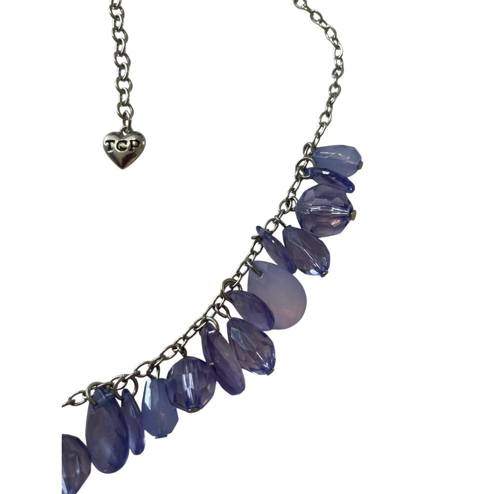 Silver Chain Purple‎ Beaded  Fringe Necklace Whimsical Romantic Fairy Necklace - Picture 5 of 5